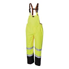 Pioneer V1200461U-M Hi-Vis 300D Ripstop Waterproof Safety Bib Pant, Medium, Y/G