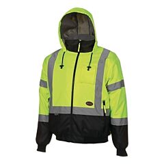 Pioneer V1130460U-L 5209U Class 3 High Visibility Safety Bomber Jacket, Polyfill, Large, Y/G