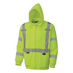 Pioneer V1060461U-S Hi-Vis Safety Polyester Fleece Hoodie, Zipper Front, Small, Yellow/Green