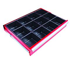 Kennedy 81932 Abs Plastic Drawer Organizer, 1-Pc, 12 Compartments, Used With 29 In Cabinet X 4 In Drawer, Black