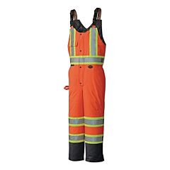 Pioneer V1120651U-L Hi-Vis Quilted Bib Pant, 300 Denier Pu-Coated Polyester, Orange, Large