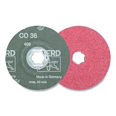 Pferd 40698 Combiclick® Fiber Disc, 4-1/2 In Dia, 36 Grit, 13300 Rpm, Ceramic Oxide Co