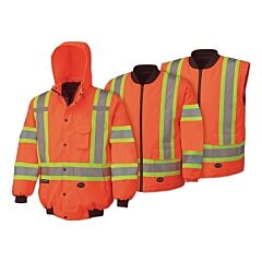 Pioneer® V1120350U-M 5022U/5023U Hv Waterproof 7-In-1 Bomber Jacket, Medium, Orange