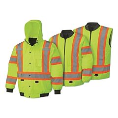 Pioneer® V1120360U-4Xl 5022U/5023U Hv Waterproof 7-In-1 Bomber Jacket, 4X-Large, Yellow