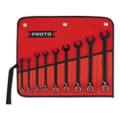 Proto® Scv-9S 9 Pc Reversible Combination Ratcheting Wrench Set, Inch, Black Chrome