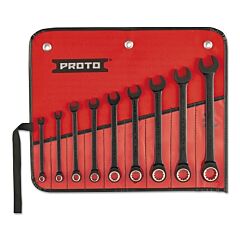 Proto® Scr-9S 9 Pc Spline Non-Reversing Combination Wrench Set, 12 Points, Black Oxide Finish