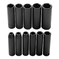 Proto® 72212 Torqueplus 11 Piece Metric Deep Impact Socket Sets, 3/8 In, 6 Point