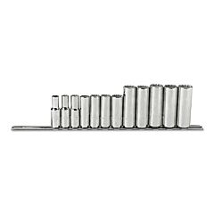 Proto® 52209 Torqueplus 12 Piece Metric Deep Socket Sets, 3/8 In, 12 Point
