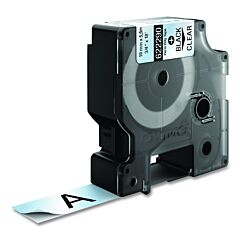 Dymo 622290 Industrial Rhino Permanent Polyester Label Cartridge, 3/4 In W X 18 Ft L, Black Print On Clear Background