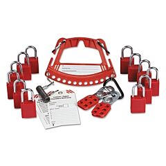Brady® 148867 Safety Lock And Tag Carriers, (12) Padlocks; (2) Lockout Hasps, Red