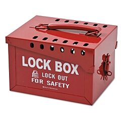 Brady® 51171 Extra Large Metal Lock Box, 6" H X 7 3/8" W X 9 1/4" D, Holds 12 Locks, Red