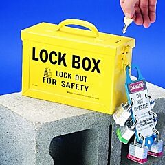Brady® 65672 Lock Box, 10 In L X 6 In H X 4 In W, Yellow