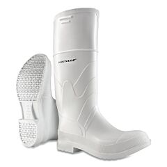 Dunlop® 8101100.03 White Rubber Boots, Plain Toe, Men'S 3, 16 In Boot, Pvc, White