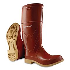 Dunlop® 8532400.07 Superpoly® Steel Toe Rubber Boots, Men'S 7, 16 In Boot, Polyurethane/Pvc, Burgundy/Tan