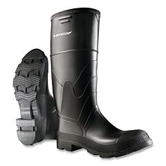 Dunlop® 8662200.08 Economy Steel Toe/Midsole Rubber Boots, Men'S 8, 16 In Boot, Pvc, Black