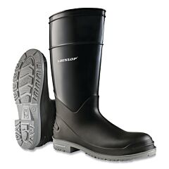 Dunlop® 8968200.07 Polygoliath Rubber Boots, Steel Toe, Men'S 7, 16 In Boot, Polyblend/Pvc, Black/Gray