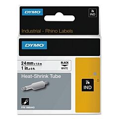 Dymo 1805443 Heat Shrink Tube, 1 In X 5 Ft, Black On White