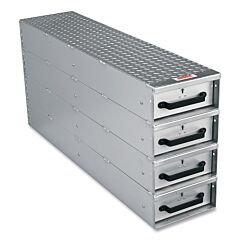 Jobox® 1409980 Premium Aluminum Long Stacked Storage Drawers, 9.2 Ft³ Capacity, 12 In W X 50 In D X 24 In H, Silver