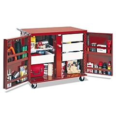 Jobox® 678990 Rolling Work Benches, 43 7/8W X 26 7/8D X 40 5/8H, 2 Doors 6 Drawers, 1 Shelf