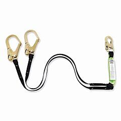 Peakworks V8104426 Shock Absorbing Lanyard, 6 Ft, Steel Snap Hook, 310 Lb, Steel Form Hook, 2 Legs