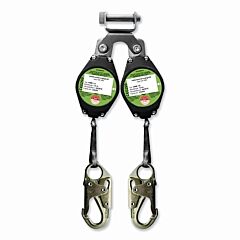 Peakworks V845525006Le Class A Dual Self-Retracting Lifeline, 6 Ft, Dual Harness Connector, 300 Lb, Steel Snap Hook, 2 Legs