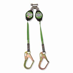 Peakworks V8455277-5Le Leading Edge Self-Retracting Lifeline, 7.5 Ft, Dual Harness Connector, 300 Lb, Steel Mini Form Hook, 2 Legs