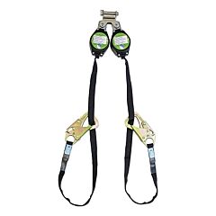 Peakworks V845528009Tb Tie-Back Self-Retracting Lifeline Device, 9 Ft, Dual Harness Connector, 300 Lb, Steel Tie-Back Snap Hook, 2 Legs