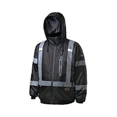 Pioneer V1210170U-M Hi-Vis Waterproof Heated Bomber Jacket, 300 Denier Oxford, Medium, Hi-Vis Black