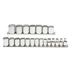 Proto® 52215 Torqueplus 21 Piece Metric Socket Sets, 3/8 In, 12 Point