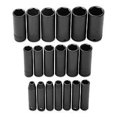Proto® 72216 Torqueplus 19 Piece Metric Deep Socket Sets, 3/8 In, 6 Point