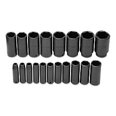 Proto® 74116 Torqueplus 19 Piece Deep Impact Socket Sets, 1/2 In, 6 Point