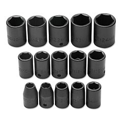 Proto® 74204 Torqueplus 15 Piece Metric Impact Socket Sets, 1/2 In, 6 Point