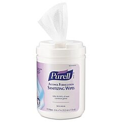 Purell® 9031-06 Hand Sanitizing Wipes Alcohol Formula, 6 In W X 7 In L, 175/Canister, Alcohol Odor