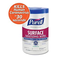 Purell® 9341-06 Foodservice Surface Sanitizer, 110 Wipes, Canister, Alcohol-Like Scent