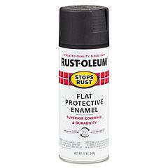 Rust-Oleum® 7776830 Stops Rust® Protective Enamel Spray Paint, 12 Oz, Aerosol Can, Black, Flat Finish