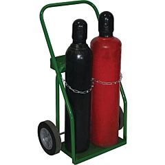 Saf-T-Cart Ctr-110-1T Small & Medium Cylinder Cart, Holds 2 Cylinders, 9-1/2 In Dia, 8 In Semi-Pneumatic Wheels