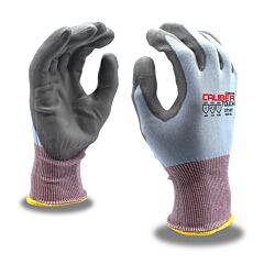 Cordova 3716Tl Gloves, Caliber Touch Light Blue, 18-Gauge, Ruby Cut (No Glass Or Steel) Shell, Gray Polyurethane Palm Coating, Touchscreen Fingertips, Ansi Cut A3, Size Large
