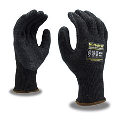 Cordova 3758L Gloves, Monarch-Nrl, 13-Gauge, Black High Performance Shell, Black Natural Rubber Latex Palm Coating, Ansi Cut Level A4, Size Large