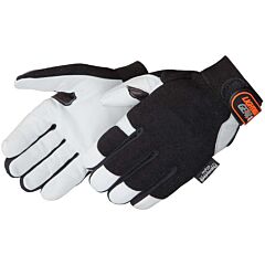Liberty Safety 0856 Premium Grain Goatskin Gloves, 3M Thinsulate Lined, Black Spandex Fabric Back, Adjustable Hook & Loop Tabs, Size Medium