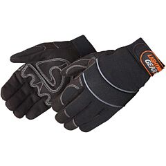 Liberty Safety 0915Bk "Onyx Warrior" Premium Simulated Black Leather Gloves W/Patch Palm, Black Spandex Fabric Back, Adjustable Hook & Loop Tabs, Size 2X-Large
