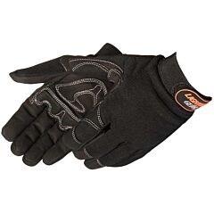 Liberty Safety 0915Q/Bk "Onyx Warrior" Simulated Black Leather Gloves W/Patch Palm, Black Spandex Fabric Back, Adjustable Hook & Loop Tabs, Size 2X-Large