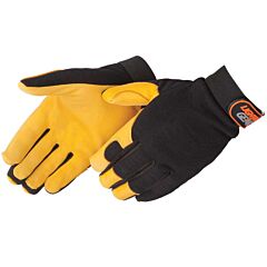 Liberty Safety 0918 "Golden Knight" Premium Grain Deerskin Gloves, Black Spandex Fabric Back, Adjustable Hook & Loop Tabs, Size X-Small