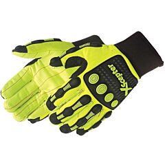 Liberty Safety 0928 "Xscepter" Impact Gloves, Premium Yellow Cotton Cord Palm, Hi Viz Yellow Spandex Fabric Back, Tpr On Back And Fingers, Neoprene Cuff, Size 2X-Large