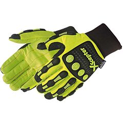 Liberty Safety 0958 "Xscepter X" Impact Gloves, Premium Yellow Cotton Cord Palm With 3M Thinsulate And Water Resistant Liner, Hi Viz Yellow Spandex Fabric Back, Tpr On Back And Fingers, Neoprene Cuff, Size Medium