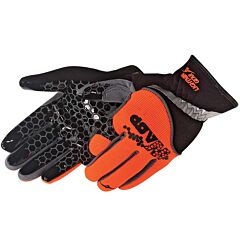 Liberty Safety 0961 "Wasp" Premium Simulated Gray Leather W/Black Silicone Grip, Hi Viz Orange W/Black Spandex Fabric Back, Adjustable Hook & Loop Tabs, Size Medium
