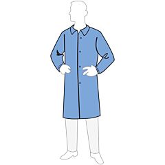 Polygard 15300B Blue 1.25 Oz Polypropylene Lab Coat, No Pocket, Elastic Wrist, Snaps, Size Medium