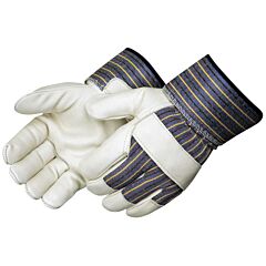 Liberty Safety 3110 Premium Grain Leather Palm Gloves, Knuckle Strap, 2 1/2" Rubberized Safety Cuff, Size Medium