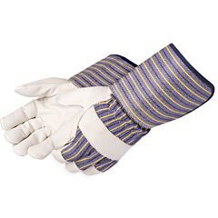 Liberty Safety 3114 Premium Grain Leather Palm Gloves, Knuckle Strap, 4 1/2" Rubberized Gauntlet Cuff, Size Large