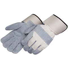 Liberty Safety 3210 Premium Side Split Leather Palm Gloves, Kevlar® Thread Sewn, Knuckle Strap, 2 3/4" White Rubberized Safety Cuff, Size Small