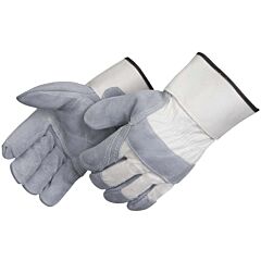 Liberty Safety 3510 Premium Side Split Double Leather Palm Gloves, Kevlar® Thread Sewn, Knuckle Strap, 2 3/4" White Rubberized Safety Cuff, Size Large
